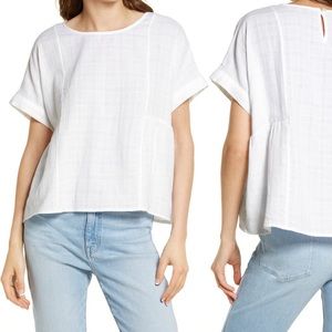 Madewell cuff sleeve shirred top